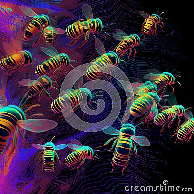 Weirdcore bumble bee design. Created using ai generative. Stock Photo