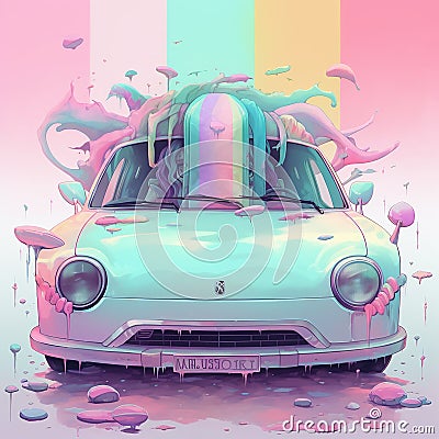 Weirdcore, grunge, automobile scene. Created using ai generative. Stock Photo
