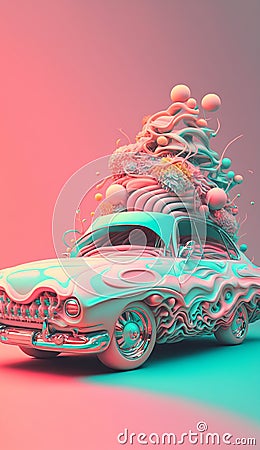 Weirdcore, grunge, automobile scene. Created using ai generative. Stock Photo