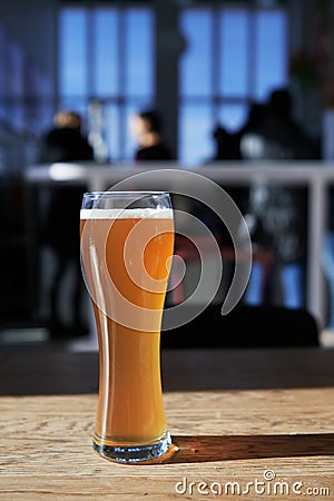 The golden color of a Weissbier in Munich, Germany Stock Photo