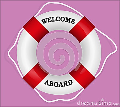 `Welcome Aboard` red lifebuoy Vector Illustration