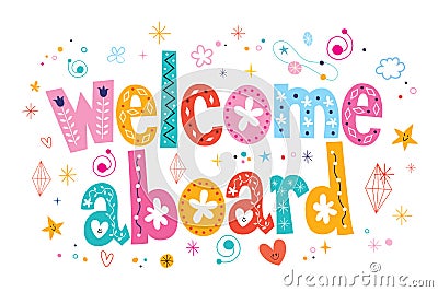 Welcome aboard typography lettering decorative text Vector Illustration