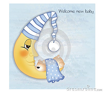 Welcome, baby announcement card Vector Illustration