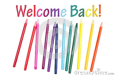 Welcome Back message with colored watercolor pencils Stock Photo