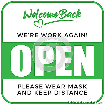 Welcome back! We are open again Vector Illustration