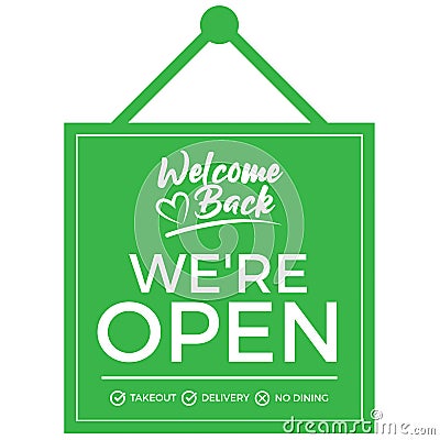 Welcome back! We are open again Vector Illustration