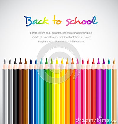 Welcome back to school with Color pencils background Vector Illustration