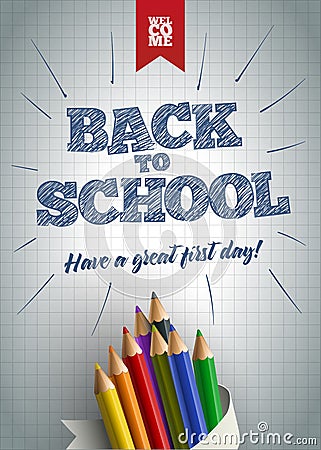 Welcome Back to School Poster Vector Illustration