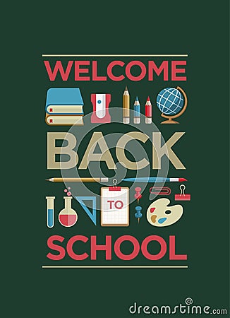 Welcome Back To School Poster Vector Illustration