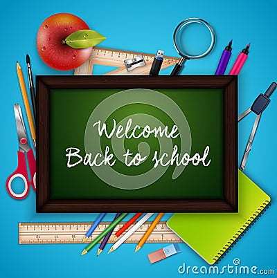 Welcome back to school with school Vector Illustration