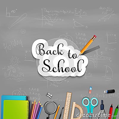 Welcome back to school with school supplies Vector Illustration