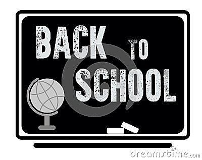 Welcome back to school text drawing in blackboard with school it Stock Photo