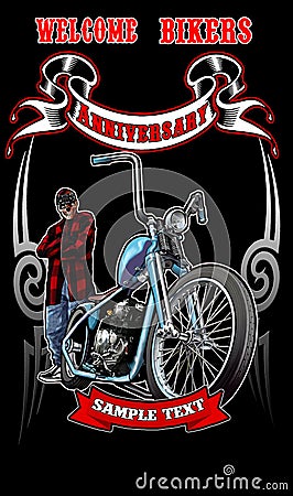 Welcome bikers banner Cartoon Illustration