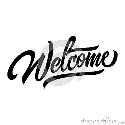 Welcome black handwriting lettering design for typography Vector Illustration