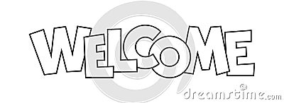 Welcome black line web banner header print sticker Vector Illustration