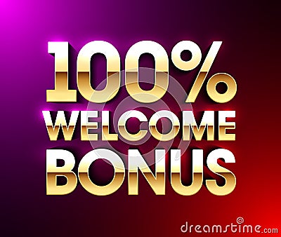 100% Welcome Bonus casino banner Vector Illustration