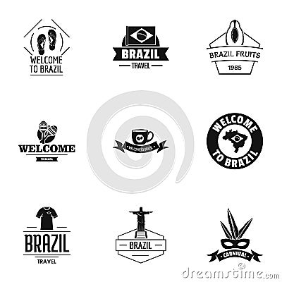 Welcome brazil logo set, simple style Vector Illustration