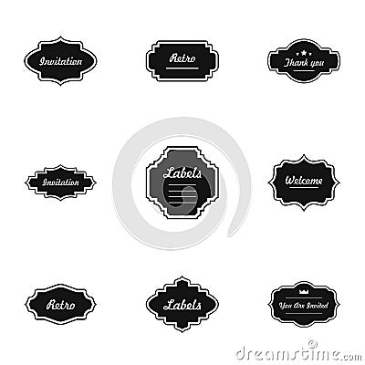 Welcome card icons set, simple style Stock Photo