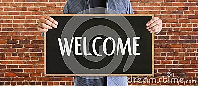 WELCOME Concept Communication Business open welcome to the team Stock Photo