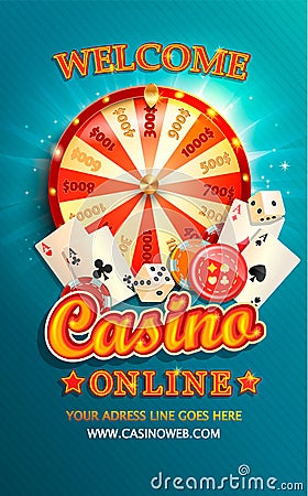 Welcome flyer for casino online. Vector Illustration