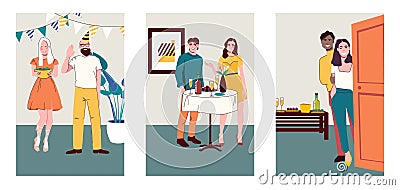 Welcome Guests Set Vector Illustration