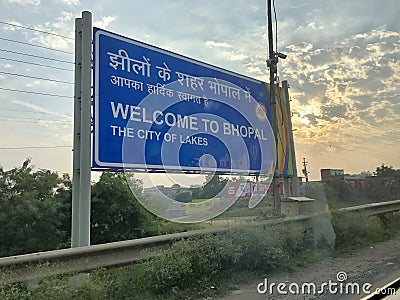 Welcome hoarding of Bhopal City Editorial Stock Photo