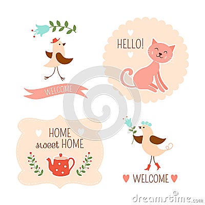 Welcome home decorative elements Vector Illustration