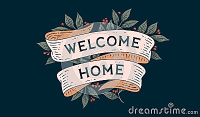 Welcome Home. Retro greeting card Vector Illustration
