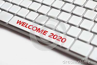 Welcome 2020 on the keyboard Stock Photo