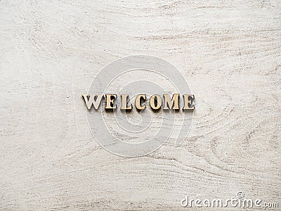 WELCOME. Letters of the alphabet on a board Stock Photo