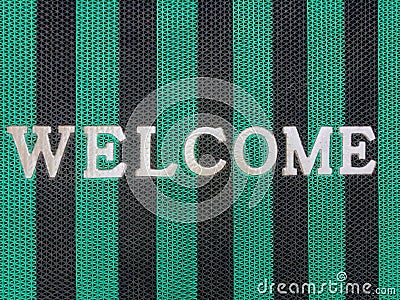 Welcome message at the fabric Stock Photo