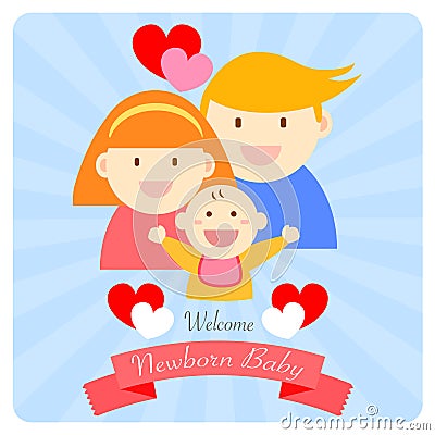 Welcome newborn baby happy family Stock Photo