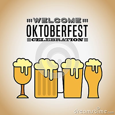 welcome oktoberfest beer festival Cartoon Illustration