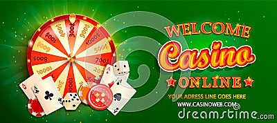 Welcome online casino banner. Vector Illustration