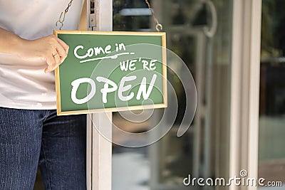 Welcome open to open the shop Stock Photo