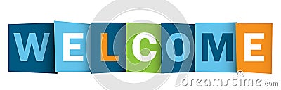 WELCOME overlapping letters banner icon Stock Photo