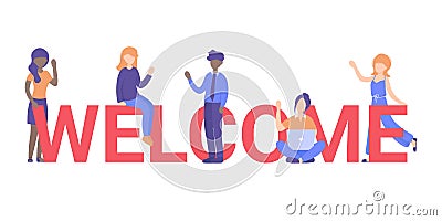 Welcome people, concept new team member Vector Illustration