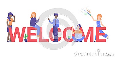 Concept new team member, welcome large letters Vector Illustration