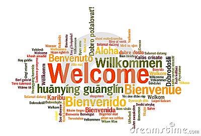 Welcome phrase words cloud concept Stock Photo