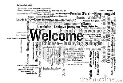 Welcome phrase words cloud concept Stock Photo