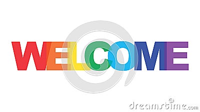 Welcome rainbow color text logo element Vector Illustration