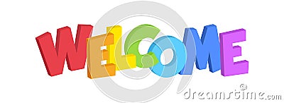 Welcome rainbow 3d isometric text banner header Vector Illustration