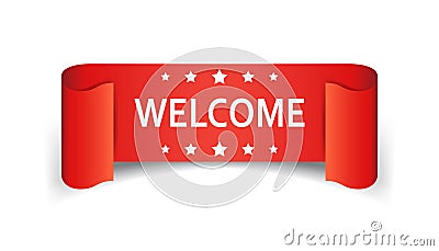 Welcome ribbon vector icon. Vector Illustration