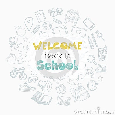 Welcome school lettering Vector Illustration