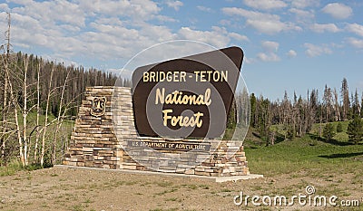 Welcome Sign Bridger-Teton National Forest US Department of Agriculture Stock Photo