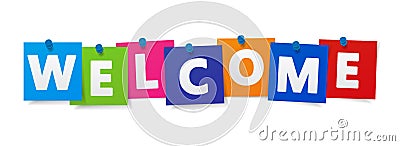 Welcome Sign Colorful Paper Notes Vector Illustration