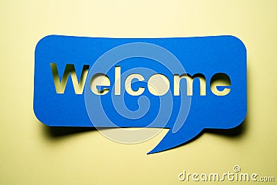 Welcome Sign. Hospitality Industry Receptionist Concierge Stock Photo