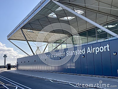 Welcome sign in London Stansted Airport Editorial Stock Photo