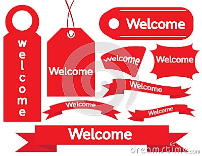 Welcome Sign Paper Tags Vector Illustration