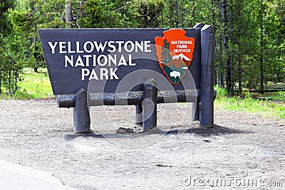 Yellowstone National Park Welcome Sign Editorial Stock Photo